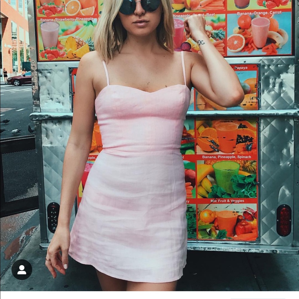 Pink linen reformation dress